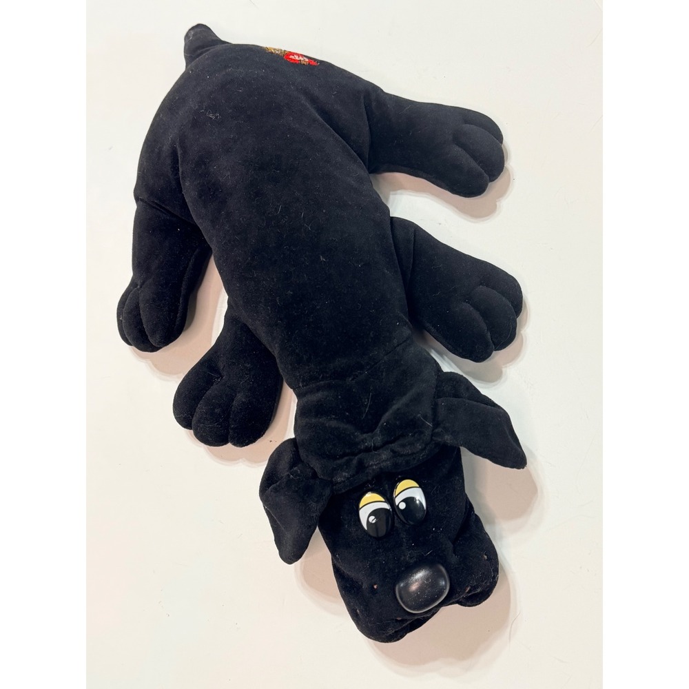 Vintage Pound Puppies Black Dog Plush Stuffed Animal Red Heart Logo Retro Toy